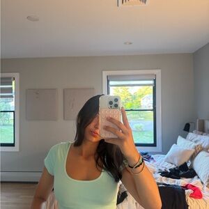 Mint Green Ribbed Crop Top